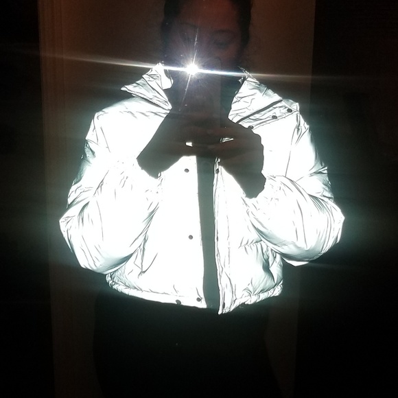 1 LEFT-Reflective Bomber Puff Coat - Picture 3 of 8
